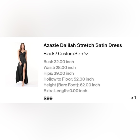 Azazie Dalilah Black Satin Dress - Picture 3 of 3